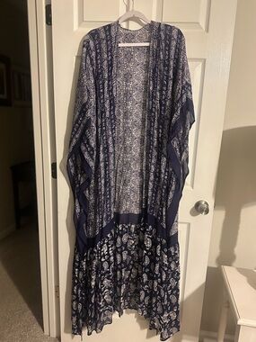 Deep Purple Paisley Printed Kimono Duster